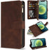 ZZXX for iPhone 12 Mini Wallet Case - Premium Soft PU Leather Zipper Flip Folio with Wrist Strap