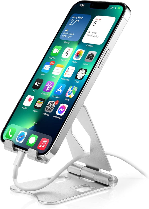 Adjustable Aluminum Cell Phone Stand Holder for Desk, Compatible with iPhone 14/13/12/11 Pro Max, Samsung, All