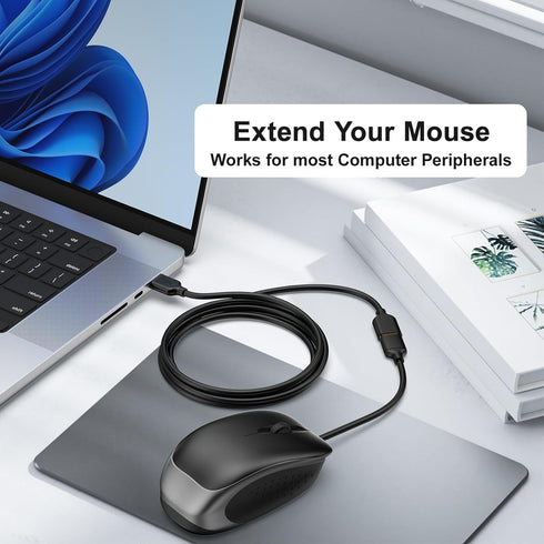 10ft Long USB Extension Cable - USB 2.0 Type A Male to Female with Gold-Plated Connector for Keyboard, Mouse
