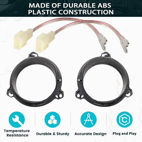 Door Speakers Adapter with Wiring Harness for Select 1998-2015 Toyota 4 Runner/RAV4/Corolla, Scion 2004-2014