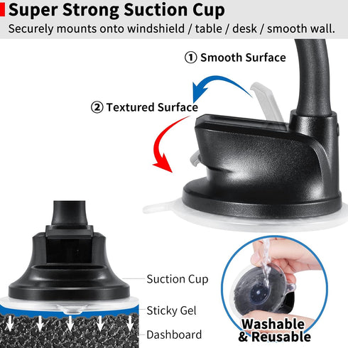 APPS2Car 7-13 Inch Upgraded Tablet Car Mount for iPad Truck Holder Long Arm Extension Strong Suction Cup Windshield