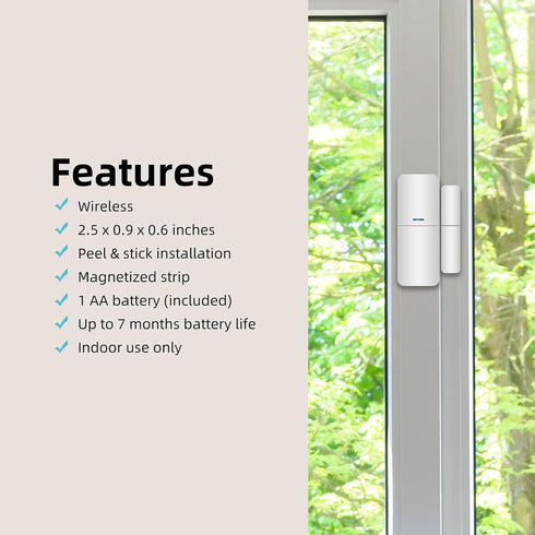 Door and Windows Sensor, Compatible with GRSICO Home Alarm System for Burglar Alert, HUB Needed