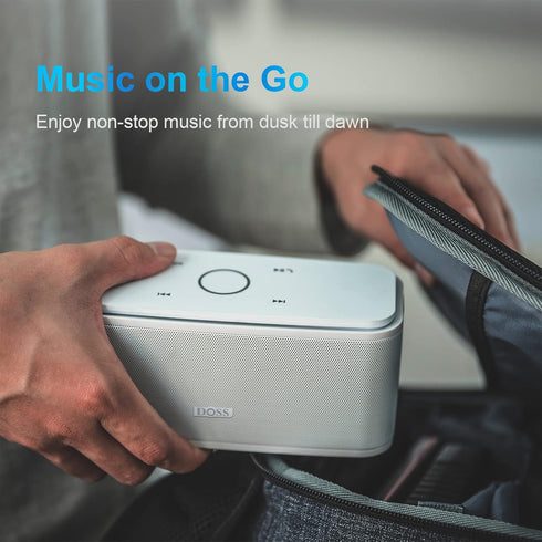 DOSS SoundBox Touch Bluetooth Speaker - 12W HD Sound, IPX5 Water-Resistant, 20H Playtime, Touch Control, White