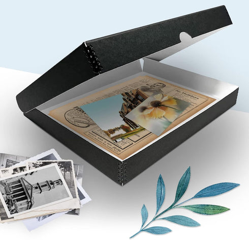 Golden State Art Archival Folio Storage Box 11x14, Clamshell Design with Metal Edge for Preserving Photos, Documents,