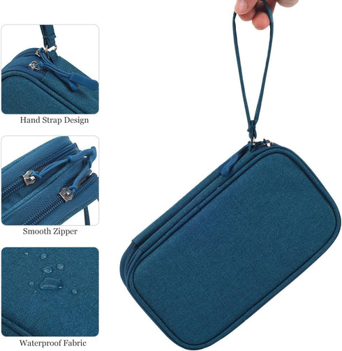 Electronic Organizer Travel Cable Accessories Bag, Waterproof Case for Power Bank, Charging Cords, USB Cable, Dark Green