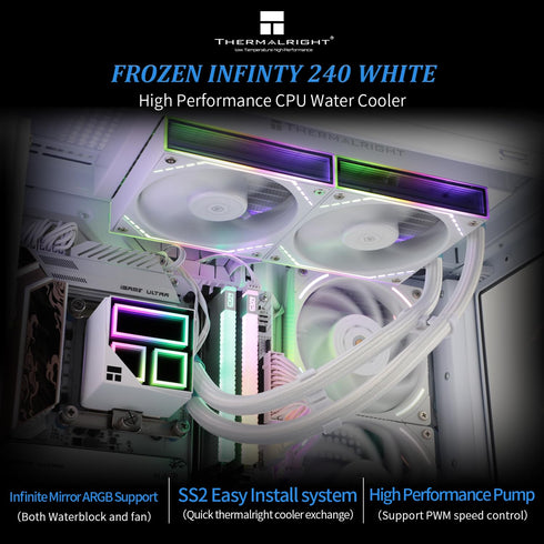 Frozen 240 Cooler,240 TL-M12W AMD/AM4/AM5,Intel LGA1851/1700/1150/1151/2011 Thermalright Infinity White CPU Water Aio