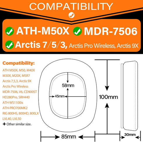 Arctis Pro Thicker Cooling Gel Earpads Compatible with Arctis Pro, Arctis 7/5/3/1, Arctis 9X, Arctis 7X, Arctis 7P, RIG 800 Series, ATH M50X, M40X, MDR-7506 V6 Headphones (Silky Cool Fabric)