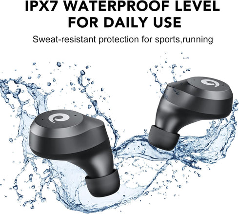 X9 Wireless Earbuds, Bluetooth 5.3 Waterproof Stereo Earphones with Touch Control and Microphone, Deep Bass, Green-Gray