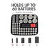 Tenergy Battery Organizer Storage Case with Tester, Holds 60 Batteries AA AAA C D 9V (Batteries Not Included)
