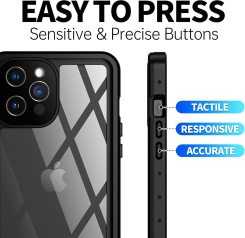 BEASTEK Waterproof Case for iPhone 12 Pro Max, NRE Series Shockproof IP68 with Built-in Screen Protector (Clear)