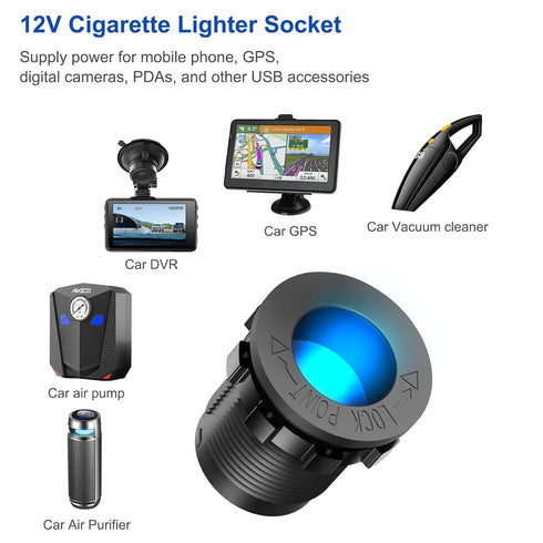 12V USB Outlet Boat Accessories, PD3.0 Dual QC3.0 USB Ports Aluminum Car Charger with Voltmeter and 150W Cigarette