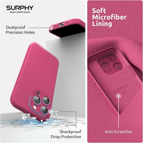 SURPHY iPhone 15 Pro Case (6.1 inch, 2023) - Liquid Silicone, MagSafe Compatible, Hibiscus + 2 Pack Screen Protector.