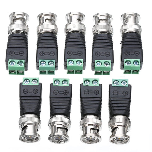 BNC Male Balun Connector 28 Pcs Coaxial Cat5 to BNC Male Connector and BNC to 2 Screw Camera Terminal Male Adpater for CCTV Surveillance Video Cameras Coaxial/Cat5/Cat6 Cable to BNC Male Connector