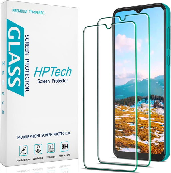 HPTech Screen Protector (2 Pack) Tempered Glass for Motorola Moto G Play (2021), Anti Scratch, Case Friendly, 9H