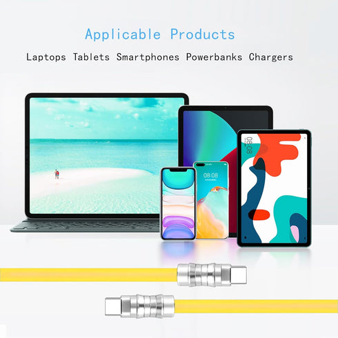 USB C to USB C Silicone Cable 1.6FT, Ultra Flexible Type C 100W Fast Charging for Phones, Tablets, Laptops