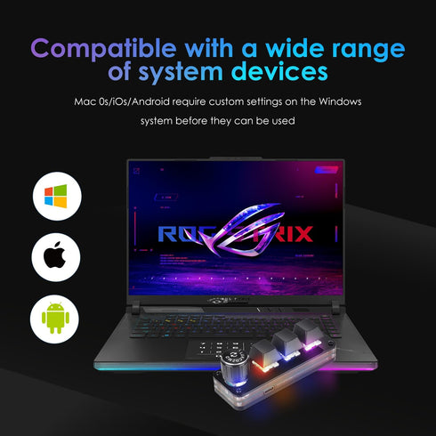 Macro Pad Programmable Keypad, Customized 3-Key Mini Mechanical Gaming Keyboard, One Handed RGB LED Backlit with Knob