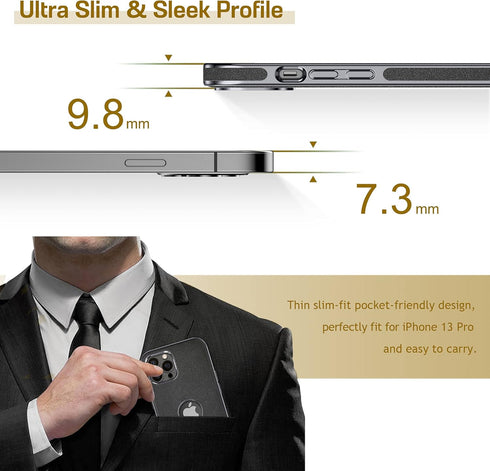 LOHASIC Leather Case for iPhone 13 Pro, Slim Luxury PU Cover, Shockproof Anti-Scratch Protective Case