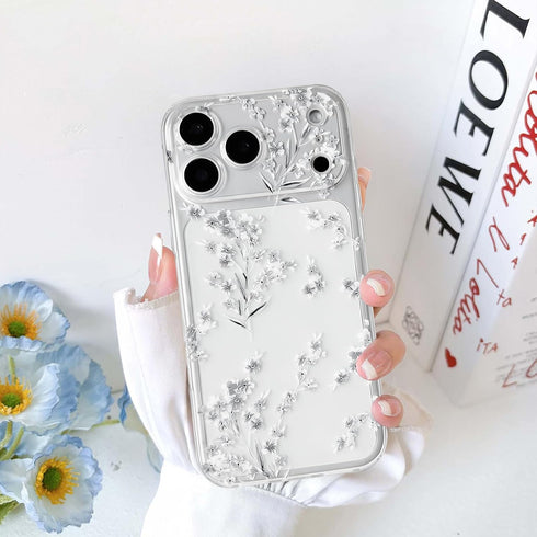 NITITOP 17 Compatible for iPhone Pro Case Cute Clear Flower Floral Artistic Design for Women Girls Stylish Slim Soft