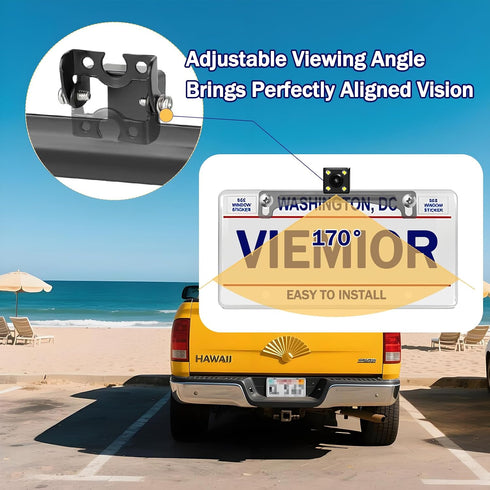 Viemior Universal Car Rear View Camera License Plate Bracket, Premium Backup Camera License Plate Dash Cam Mirror Cam