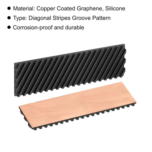 MECCANIXITY Copper Heatsink Coated Graphene 70x20x3mm with Thermal Pad for M.2 SSD PC, Laptop Cooler Set