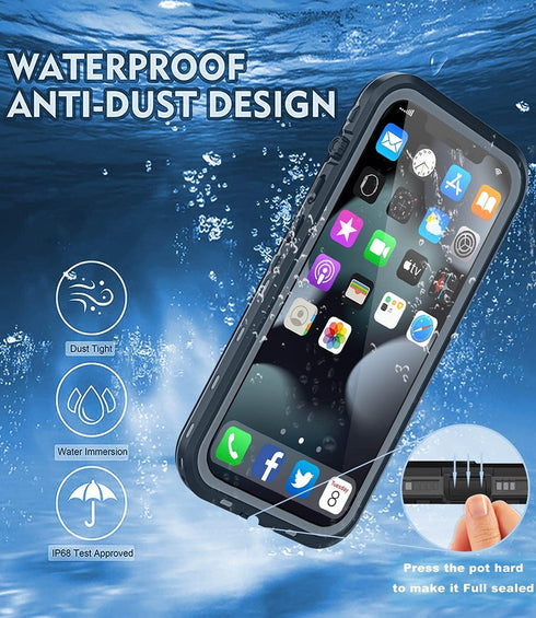 Waterproof Case for iPhone 13 Pro Max, Shockproof Dustproof with Built-in Screen Protector, Full Body Cover 6.7''
