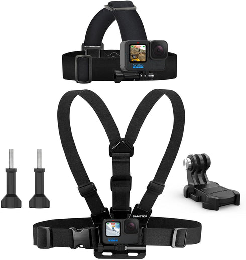 Sametop Head Mount Strap Chest Mount Harness Kit for GoPro Hero 12, 11, 10, 9, 8, 7, 6, 5, 4, Session, 3+, 3, 2, 1,