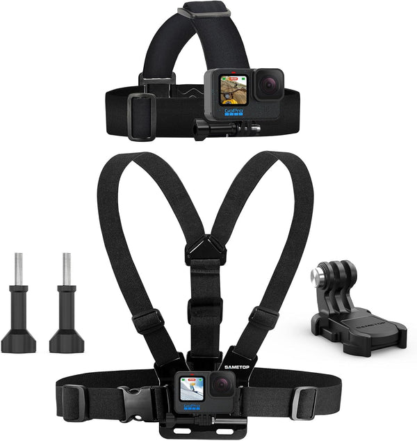 Sametop Head Mount Strap Chest Mount Harness Kit for GoPro Hero 12, 11, 10, 9, 8, 7, 6, 5, 4, Session, 3+, 3, 2, 1,