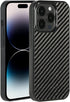 molzar Grip Series Case for iPhone 14 Pro, Real Weave Carbon Fiber, Built-in Metal Plate for Magnetic Mount