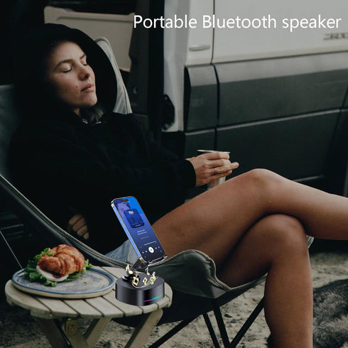 Bluetooth Speaker with Wireless Charging and Cell Phone Stand, Portable for Home and Outdoors