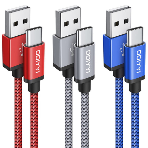 10ft USB C Cable 3-Pack: Braided USB A to USB C Charger for iPhone 15 Pro Max, Samsung Galaxy S24/S23/S22, LG, Moto.