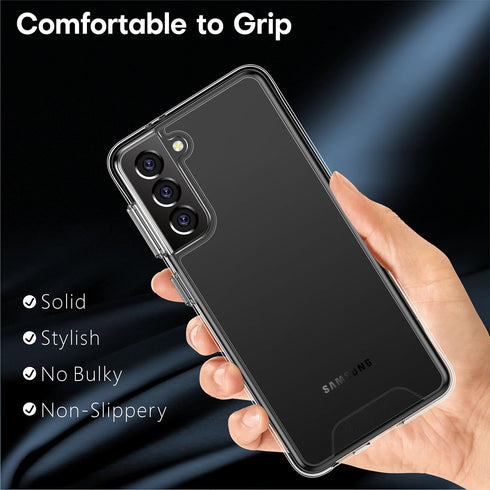 Rayboen Crystal Clear Case for Samsung Galaxy S21, Shockproof Slim Fit Phone Cover with Transparent Hard Back