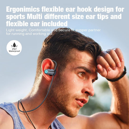 Boean Bluetooth 5.3 Headphones, Wireless with 16 Hours Playtime, IPX7 Waterproof Over Ear Earphones for Sports