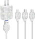 Bling USB Wall Charger with Charging Cable - Fast Block for iPhone Android, 3 in 1 Multi Cable with Crystal Decoration