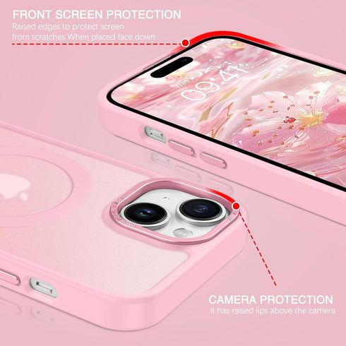 BENTOBEN iPhone 15 Plus Case, Tender Pink Slim Shockproof Magnetic Cover, Compatible with MagSafe for Women & Men.