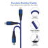 3M/10Ft Multi 3 in 1 USB Long Charger Cable - 6A PD Fast Braided Cord with USB C, Micro USB, Lightning Connectors.