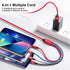 10Ft 2Pack Multi Charging Cable - Braided 4 in 1 USB Adapter for Cell Phones/Tablets, Compatible with IP/Type C/Micro