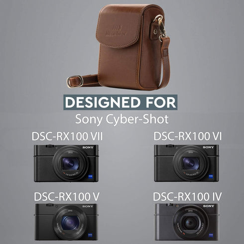 MegaGear Universal Camera Case for Sony Cyber Shot RX100 VI, Dark Brown (MG1497), PU Leather