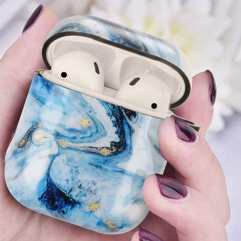 Marble Soft Earphone Case for AirPods, Full Protective TPU Cover Compatible with AirPods 1&2, ZPYOU - Blue Sky