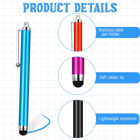 Exclaith 100 Devices,8 Pieces Stylus Pen for Touchscreen Universal Capacitive Touch Screen Pens Mesh Fiber Tip Stylus