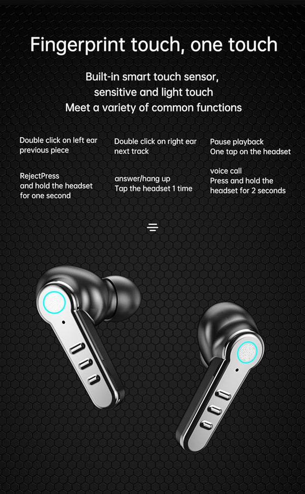 True Wireless Earbuds, 2024 Bluetooth Headphones 5.3 with Waterproof Touch Control and LED Power Display