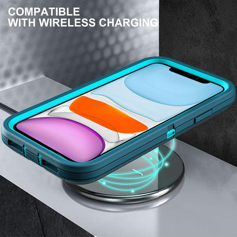 for iPhone 11 Case, Military Grade 3 in 1 Heavy Duty Shockproof/Dust Proof with 2Pcs Tempered Glass Screen Protector