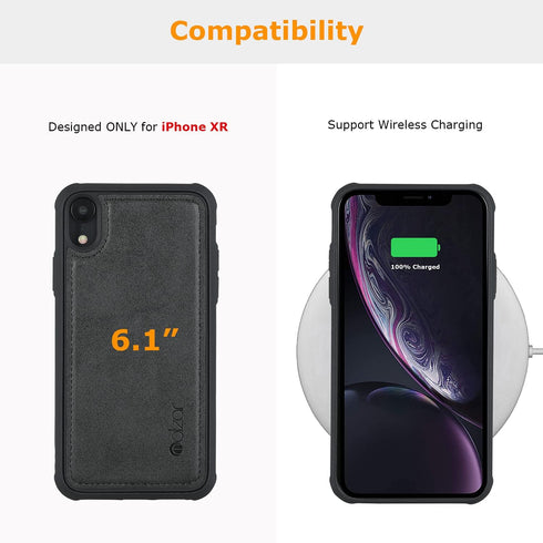 molzar MAG Series Case for iPhone XR, Built-in Metal Plate for Magnetic Mount, Compatible with Qi-Certified Chargers,