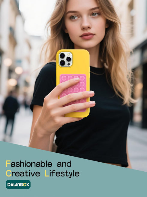 DAWNBOX 2Pcs Silicone Suction Phone Case Adhesive Mount - Hands-Free, Strong Grip Holder for Selfies and Videos
