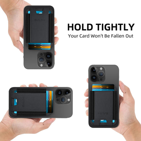 HiWe for MagSafe Wallet, Magnetic Card Wallet Holder for iPhone 15/14/13/12 Series, RFID Blocking, Black