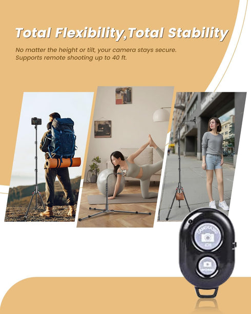 CAMBOFOTO 84" Phone Tripod, Tall Tripod Stand for Selfies with Flexible Gooseneck & Remote, Compatible with iPhone