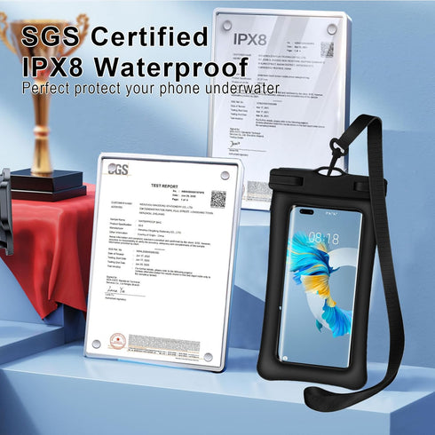 2 Pack IPX8 Waterproof Phone Pouch with Lanyard, Floatable Case for iPhone 15 14 13 12 Pro/Pro Max, Galaxy S24/S23