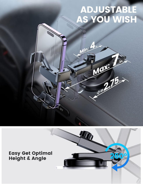eSamcore Windshield Phone Mount for Car, Gravity Suction Cup Phone Holder for Car Window Dashboard for iPhone 14