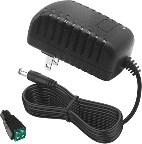12V 2A AC Adapter, 100-240V AC to DC 50-60Hz, 12 Volt 2 Amps 24W Power Supply Converter for LED Light Security CCTV