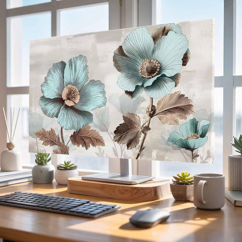 Yukro 75 Inch, 65"x37" Blue Broccoli Indoor TV Dust Cover, Farmhouse Rustic Floral Retro Brown Botanical Elastic TV