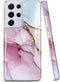 JIAXIUFEN Galaxy S21 Ultra Case, Gold Electroplated Glitter Marble Slim Shockproof TPU Cover for Samsung